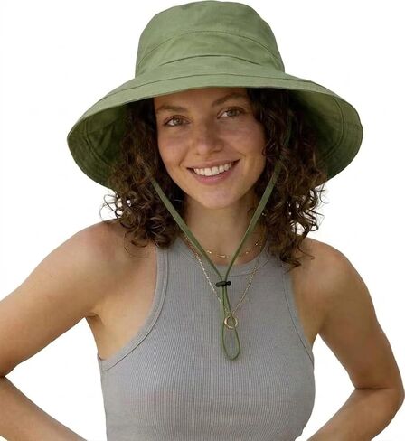 Packable Sun Hat, Wide Brim Ponytail Hat for Women Beach Hiking Gardening Travel Beige in Kuwait