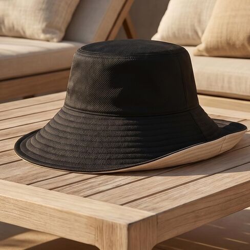 Womens Sun Hats,Wide Brim Reversible Bucket Cotton Hat Packable Summer Travel Cap with Hat Clip in Kuwait