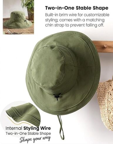 Packable Sun Hat, Wide Brim Ponytail Hat for Women Beach Hiking Gardening Travel Beige in Kuwait