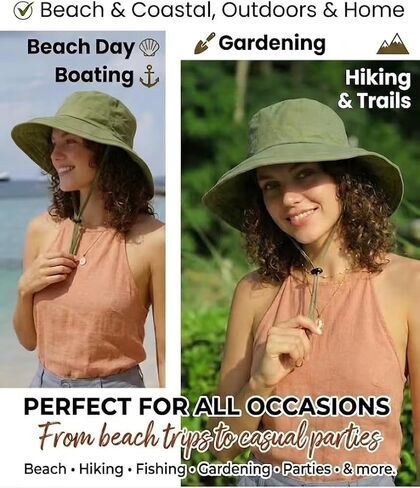 Packable Sun Hat, Wide Brim Ponytail Hat for Women Beach Hiking Gardening Travel Beige in Kuwait