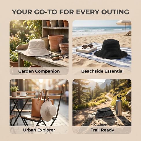 Womens Sun Hats,Wide Brim Reversible Bucket Cotton Hat Packable Summer Travel Cap with Hat Clip in Kuwait