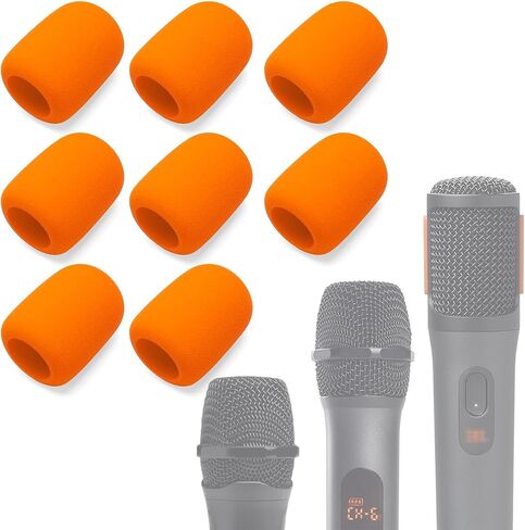 8-Pack Foam Mic Cover Compatible with JBL PartyBox Wireless Mic Microphones, Wireless Two Microphone System, PartyBox Mic 100 Wird Microphone Sponge Windscreen Pop Filter, Black in Kuwait