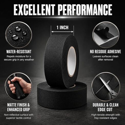 2 Rolls Tactical Grip Tape, Matte Non-Slip Wrap for Gun, Sports & Tool | 1" x 82"Ft Goon Grip Tapes, Heavy-Duty Fabric, Non-Reflective Matte, Residue-Free Removal, Slip-Proof Grip,Multi-Purpose Use in Kuwait