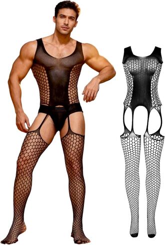ohyeah Black Fishnet Bodystocking Lingerie for Men Onesie Bodysuit Sexy Underwear Male Lingerie Fits XS-XXL in Saudi Arabia