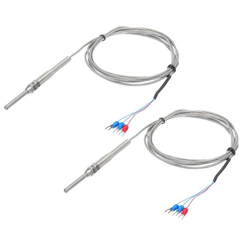 MECCANIXITY 2pcs PT100 RTD Thermocouple Stainless Steel M8 Temperature Sensor Probe -50 to 500C 6.6ft 5x50mm in Kuwait