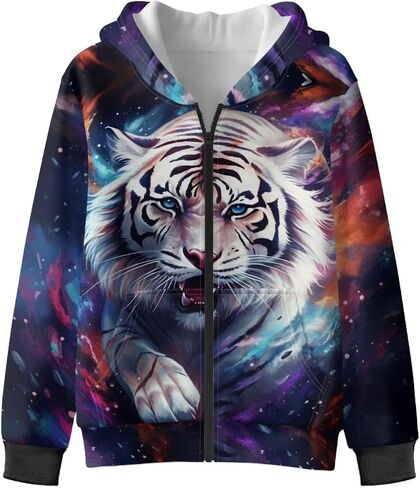 Zipper Up Hooded Sweatshirt for Boys 6-16Y Warm Fleece Lined Hoodies Long Sleeve Winter Jackets Sports Coat in Saudi Arabia