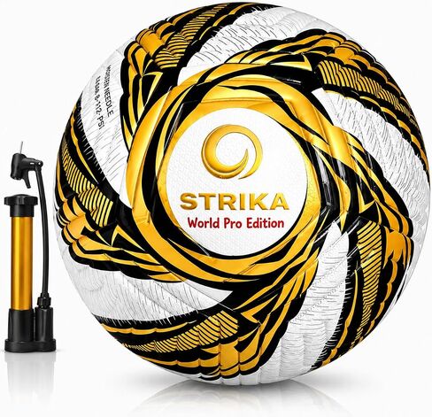 كرة القدم STRIKA مقاس 5 و4 - أداء احترافي على مستوى العالم، تصميم سلس مرتبط بالحرارة، تحكم حقيقي في الطيران، تدريب داخلي وخارجي وكرة ألعاب، تتضمن مضخة in Kuwait