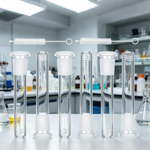 6 Pack Borosilicate Glass Tube Set with 2 Cleaning Brushes, Clear Heat Resistant Glass Sticks, Utility Replacement Glass Set for Laboratory, DIY Craft and General Use in Kuwait