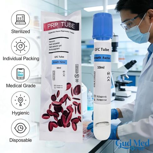 10 Pack Lab-Grade GFC Glass Tubes 10 mL with Separation Gel, Sterile Individually Wrapped, for Research Use Only by GudMedPRP in Saudi Arabia