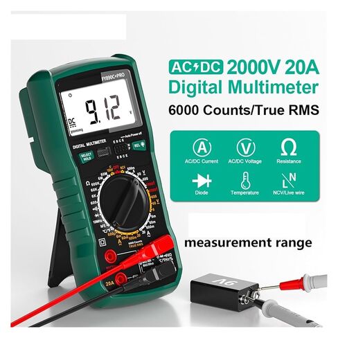 Digital Multimeter 6000 Count AC/DC 2000V/20A True Temperature Tester for Electrician Photovoltaic Mining in Kuwait