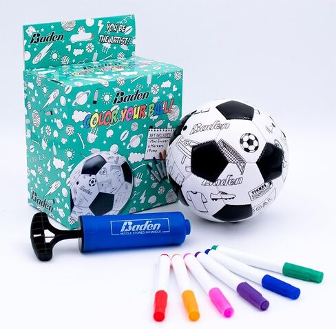 Baden Color Your Own Mini Soccer Ball Kit | Great Gift for Kids to Custom Design Your Ball for Play | Includes 1 Mini Soccer Ball, 6 Markers, & 1 Pump in Kuwait