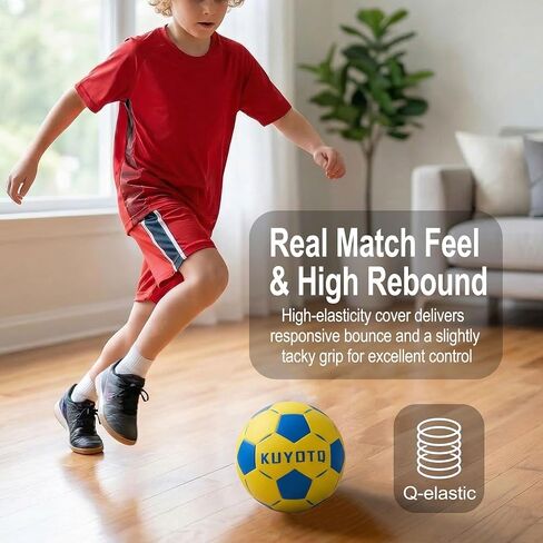 KUYOTQ Silent Indoor Soft Foam Soccer Ball, Kids Youth High Bounce Silent Indoor Soft Foam Yellow Size 4 Soccer Ball, Real Soccer Feel&Weight for Boys Girls No Flaking, Training for Apartment Home in Kuwait