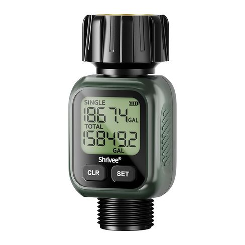 Water Flow Meter, ±5% Accuracy, Brass Inlet Metal Thread, 4 Measure Modes, Gallon/Liter Consumption & Flow Rate for Garden Hose, Lawn Sprinkler, RV Water Tank Filling, Nozzle Sprayer in Kuwait