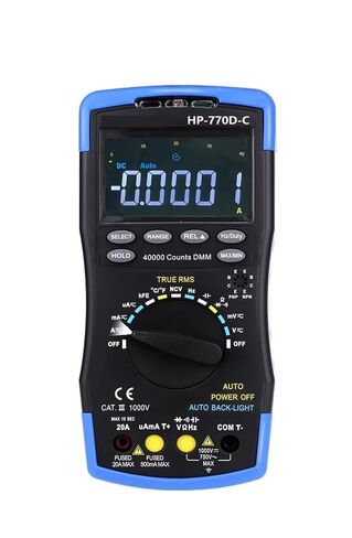 جهاز قياس رقمي متعدد HP-770D-C LCD - نطاق تلقائي حقيقي لجهد التيار المتردد/المستمر، مكثف (40,000 عدد) in Kuwait