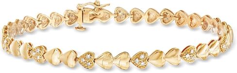 Ross-Simons 0.25 CT. T.W. سوار قلب الماس في الذهب 18kt على الجنيه الاسترليني. 8 بوصات in Kuwait