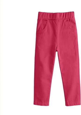 Girls Straight Leg Pants Elastic Waist Casual Trousers with Pockets Soft Sweatpants for Kids Summer Size 3-13T in Kuwait