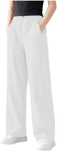 Girls Elastic Waist Wide Leg Waterproof Pants High Waisted Straight Leg Trousers Casual UV Protection Size 5-15T in Kuwait