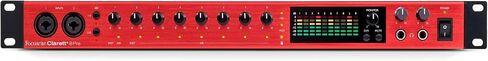 حزمة توفير الصوت: Focusrite Clarett+ 8 واجهة تسجيل صوت USB-C، و8 مضخمات ميكروفون/JFET/ADAT مع سماعات رأس Rockville PRO-M50 SR Studio + كابل ملف قابل للفصل + حافظة + وسادة أذن (عنصران) in Kuwait