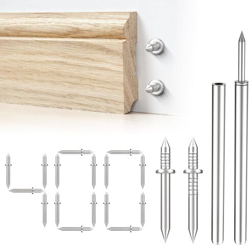 400Pcs Double-Head Skirting Thread Seamless Nails with 4 Sleeve Tools - Rust-Resistant Invisible Non-Marking Nails for Seamless Skirting Thread with Solid Wood Baseboard in Kuwait