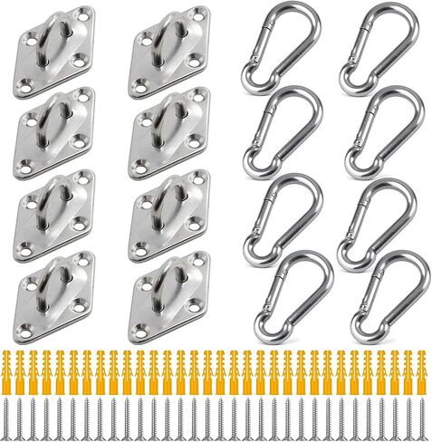 8 Pack 2.31 Inches Pad Eye Hooks,304 Stainless Steel Pad Eye Hanging Hooks for Porch Swing Hang, Heavy Duty Hanging Hardware with Screws for Outdoor Indoor Use in Kuwait