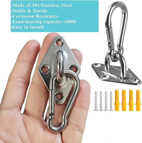 8 Pack 2.31 Inches Pad Eye Hooks,304 Stainless Steel Pad Eye Hanging Hooks for Porch Swing Hang, Heavy Duty Hanging Hardware with Screws for Outdoor Indoor Use in Kuwait
