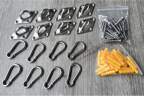8 Pack 2.31 Inches Pad Eye Hooks,304 Stainless Steel Pad Eye Hanging Hooks for Porch Swing Hang, Heavy Duty Hanging Hardware with Screws for Outdoor Indoor Use in Kuwait