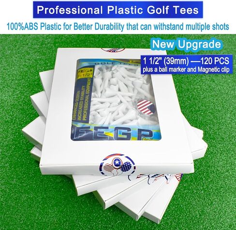 1 1/2 Inch Plastic Golf Tees,Short Golf Tees Plastic 120 Pack-4 Prongs with High Stability and Low-Friction Performance,White Golf Tees–Short Tees for Irons,Par Threes,Hybrids and Driving Range. in Kuwait