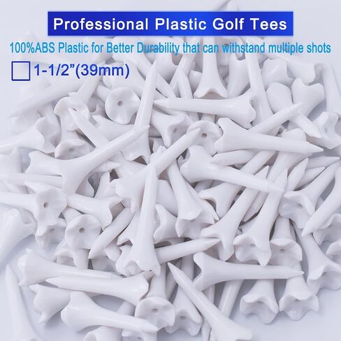 1 1/2 Inch Plastic Golf Tees,Short Golf Tees Plastic 120 Pack-4 Prongs with High Stability and Low-Friction Performance,White Golf Tees–Short Tees for Irons,Par Threes,Hybrids and Driving Range. in Kuwait