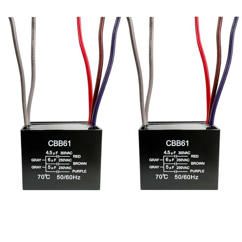 YukiHalu Ceiling Fan Capacitor CBB61 4.5uf + 6uf + 5uf 5 Wire 250V Compatible with New Harbor Breeze Hunter and Others (Pack of 2) in Kuwait