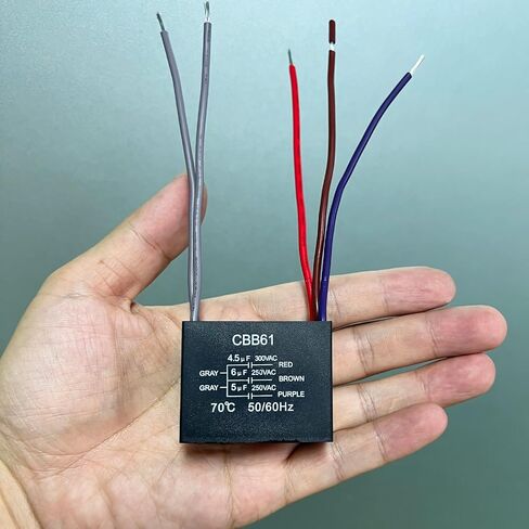 YukiHalu Ceiling Fan Capacitor CBB61 4.5uf + 6uf + 5uf 5 Wire 250V Compatible with New Harbor Breeze Hunter and Others (Pack of 2) in Kuwait
