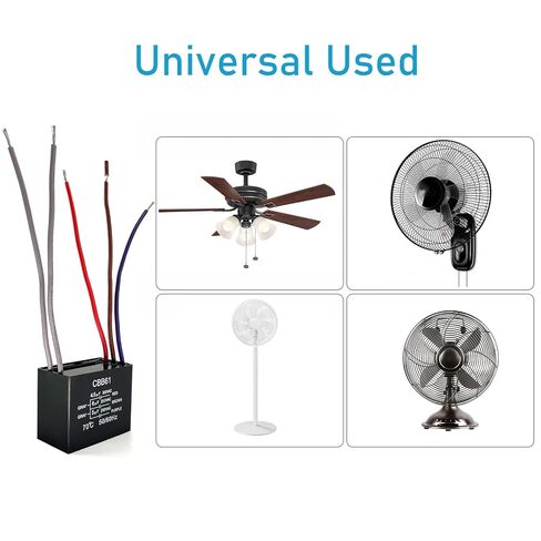 YukiHalu Ceiling Fan Capacitor CBB61 4.5uf + 6uf + 5uf 5 Wire 250V Compatible with New Harbor Breeze Hunter and Others (Pack of 2) in Kuwait