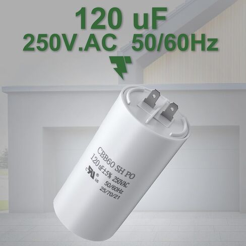 CBB60 Motor Run Capacitor, Compatible with Ryo-bi Pressure Washer Ry142300, 120uF 250VAC 120MFD, UL Listed in Kuwait