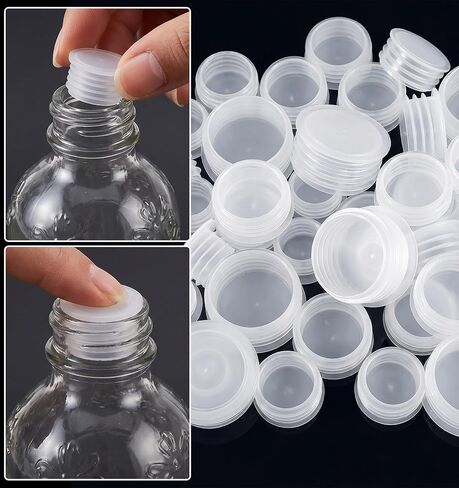 60 Pcs Salt and Pepper Stoppers Plugs, Clear Plastic Round End Caps for Bottles Spice Containers & Shaker Bottles, 6 Sizes (11/13/15/17/19/24 mm) in Kuwait