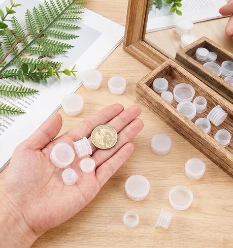 60 Pcs Salt and Pepper Stoppers Plugs, Clear Plastic Round End Caps for Bottles Spice Containers & Shaker Bottles, 6 Sizes (11/13/15/17/19/24 mm) in Kuwait