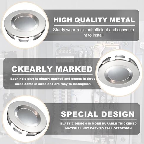 30 Pcs Stainless Steel Electrical Box Knockout Plugs (10pcs 1/2" & 10pcs 3/4" &10 pcs 1") - Easy Install Removable Seals for Closure Unused Electric Box Outlets - Dust & Waterproof in Kuwait