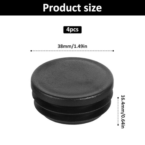 4 Pack 1-1/2 Inch (38 mm) Round Plastic Plugs, Black Hole Plugs Pipe Tube End Caps for Metal Tubing, Fence Posts, Furniture Legs, Protective Glide Inserts Finishing Covers for Decorative Protection in Kuwait