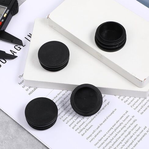 4 Pack 1-1/2 Inch (38 mm) Round Plastic Plugs, Black Hole Plugs Pipe Tube End Caps for Metal Tubing, Fence Posts, Furniture Legs, Protective Glide Inserts Finishing Covers for Decorative Protection in Kuwait