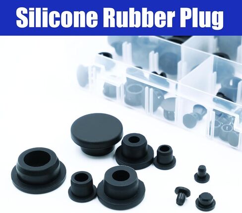 85PCS Silicone Stoppers Black Hole Plugs Assortment Kit Rubber Plugs for Round Holes, Flexible Rubber Stoppers Waterproof Tube Plugs T-Type, Used for Sealing Plugs Bathtub Jet Covers in Kuwait