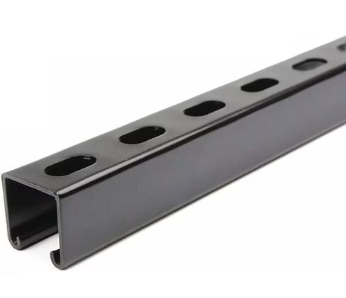 Slotted Strut Channel, Black Painted Steel, 1-5/8" x 1-5/8" Single Channel, 5 Ft, 9/16" x 1-1/8" Slots in Kuwait