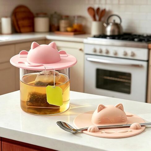 Silicone Cup Covers, Tea Bag Holder Mug Lid, Cat Cup Cover, Reusable Leak-Proof Coffee Tea Cover, 3 Pack in Kuwait