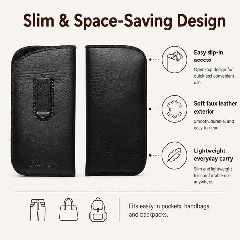 Slip-In Eyeglass Pouch Pocket Clip Black Lightweight Protective Sleeve Case Holster Glasses Eyewear in Saudi Arabia