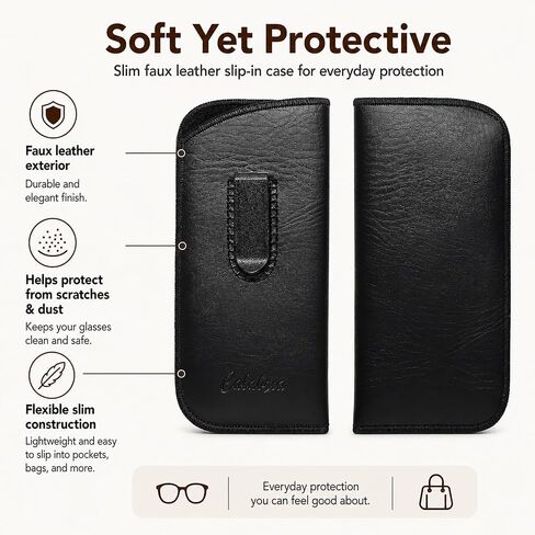Slip-In Eyeglass Pouch Pocket Clip Black Lightweight Protective Sleeve Case Holster Glasses Eyewear in Saudi Arabia