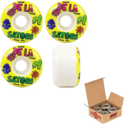 Satori Skateboard Wheels 53mm Brian Delatorre De La Conical 101A with Independent Bearings in Kuwait