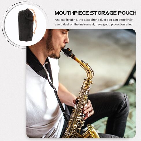 DOITOOL Black Flannelette Saxophone Mouthpiece Pouch with Anti-static and Good Protection Effect, Storage Bag for Alto Saxophone, for Practice and Outdoor Taking in Kuwait