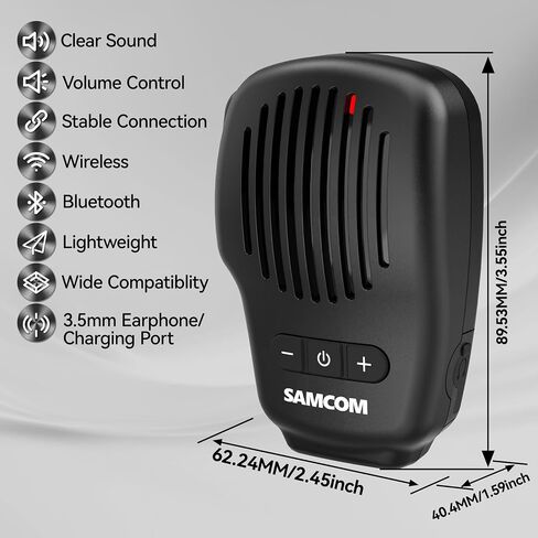 ميكروفون SAMCOM اللاسلكي PTT مكبر صوت بلوتوث ميكروفون لجهاز الاتصال اللاسلكي | IP67 تقليل الضوضاء المقاومة للماء مع 2-Pin K Prong Dongle 3.5m Audio 10 ساعات العمل مع 2 Pin FPCN30A FPCN10A أجهزة الراديو والهاتف in Kuwait