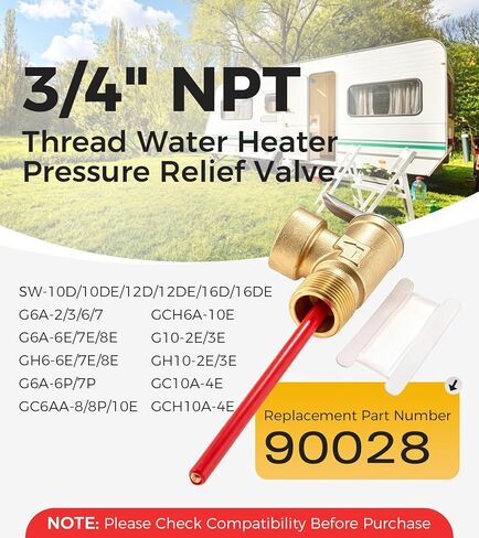3/4 "NPT RV صمام تخفيف درجة الحرارة والضغط لسخان المياه، 150 رطل لكل بوصة مربعة 210 درجة فهرنهايت صمام تخفيف ضغط درجة الحرارة مع استبدال مسبار ممتد لخزانات سخانات المياه المنزلية RV في الضواحي in Kuwait