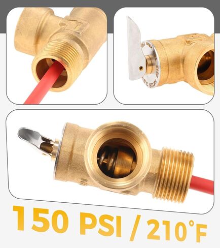 3/4 "NPT RV صمام تخفيف درجة الحرارة والضغط لسخان المياه، 150 رطل لكل بوصة مربعة 210 درجة فهرنهايت صمام تخفيف ضغط درجة الحرارة مع استبدال مسبار ممتد لخزانات سخانات المياه المنزلية RV في الضواحي in Kuwait