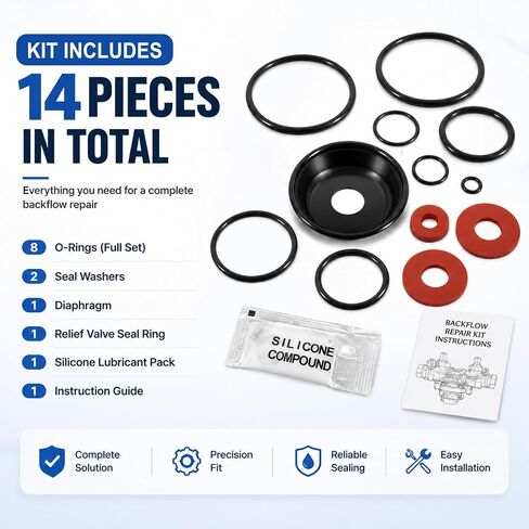 استبدال لـ Wilkins RK1-375R 1" موديل 375 375ST 375XL مجموعة إصلاح مطاطية لمنع التدفق الخلفي، حلقات دائرية بديلة، أجزاء صمام الفحص والتخفيف، تتضمن مادة تشحيم in Kuwait