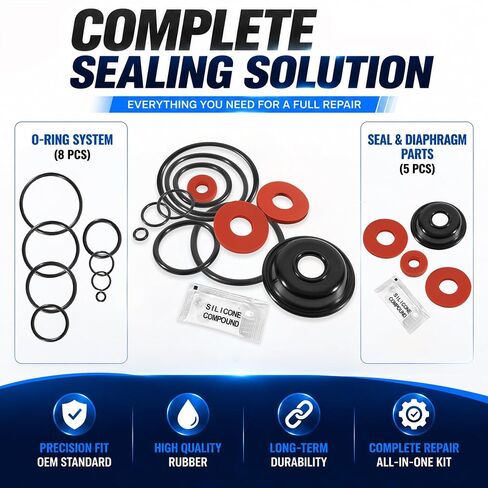 استبدال لـ Wilkins RK1-375R 1" موديل 375 375ST 375XL مجموعة إصلاح مطاطية لمنع التدفق الخلفي، حلقات دائرية بديلة، أجزاء صمام الفحص والتخفيف، تتضمن مادة تشحيم in Kuwait