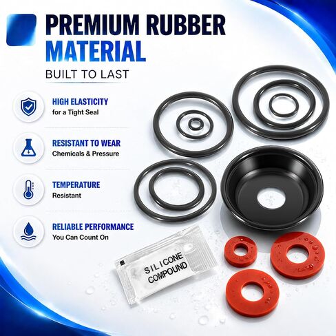 استبدال لـ Wilkins RK1-375R 1" موديل 375 375ST 375XL مجموعة إصلاح مطاطية لمنع التدفق الخلفي، حلقات دائرية بديلة، أجزاء صمام الفحص والتخفيف، تتضمن مادة تشحيم in Kuwait